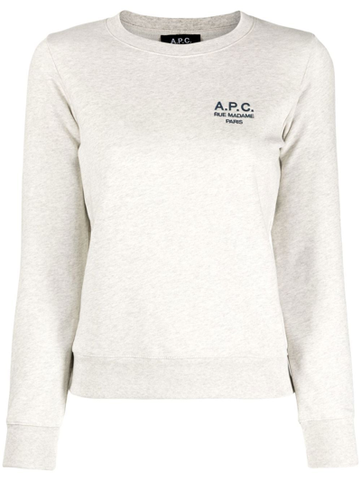 A.p.c. Melange Light Grey Stretch Cotton Sweatshirt In Gray