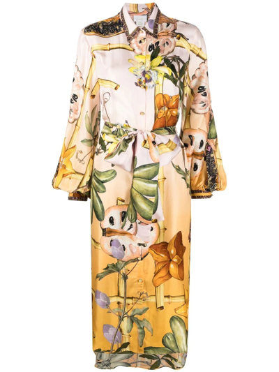 Camilla High-low Midi Shirt Dress In Marigold