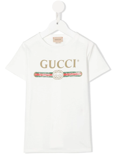 Gucci Kids' Logo-print Detail T-shirt In White
