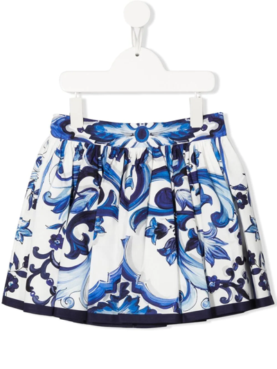 Dolce & Gabbana Kids' All-over Graphic-print Skirt In Blue