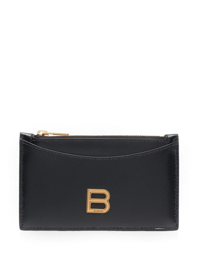 Balenciaga Hourglass Long Coin And Card Holder In Black