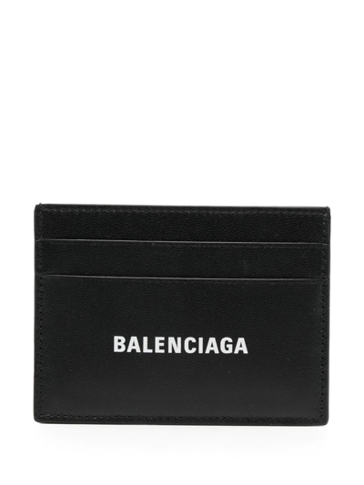 Balenciaga Logo-print Leather Cardholder In Black