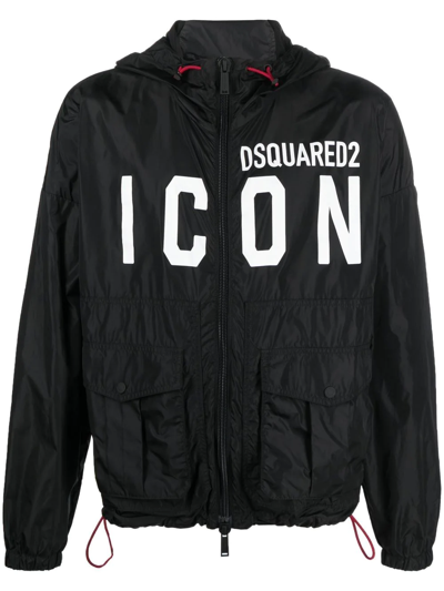 Dsquared2 Icon Colour-block Logo-print Jacket In Black