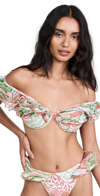Andrea Iyamah Salama Ruffled Off-the-shoulder Bikini Top In Abstract Mushroom Print