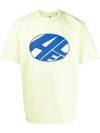 Ader Error Lime Green T-shirt With Printed Distort Logo In Yellow