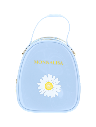 Monnalisa Daisy Backpack In Technical Fabric In Light Blue