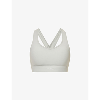 Adanola Tennis V-neck Stretch-jersey Bra In Dove Grey