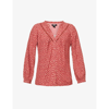 Paige Doris Metallic-embroidery Long-sleeve Woven Blouse In Papaya Multi