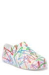 Native Shoes Kids' Jefferson Water Friendly Perforated Slip-on In Shell White/neon Multi Tie Dye