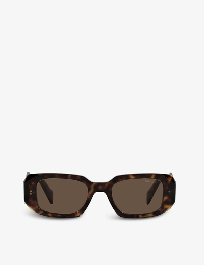 Prada Womens Brown Pr 17ws Rectangular-frame Tortoiseshell Sunglasses