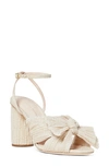 Loeffler Randall Camelia Vegan Knot Mule With Ankle Strap In Cream Sparkle Mesh