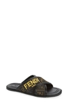 Fendi Cross-strap Ff Logo Sandals In Brown