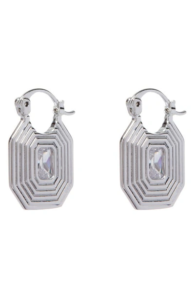 Luv Aj Ridged Pyramid Crystal Pendant Earrings In Silver