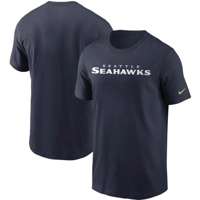Nike Men's College Navy Seattle Seahawks Wordmark Legend Performance T-shirt In Blue