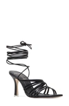 Black Suede Studio Lana Strappy Sandal In Black Calf Leather