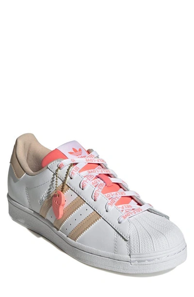 Adidas Originals Superstar Sneaker In White/ Halo Blush/ Acid Red