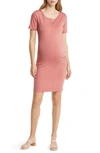 ANGEL MATERNITY ANGEL MATERNITY SNAP FRONT BODY-CON MATERNITY DRESS