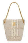 BURBERRY SMALL LOLA NEEDLE PUNCH EMBROIDERED CANVAS BUCKET BAG