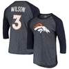 Majestic Threads Russell Wilson Navy Denver Broncos Name & Number Team Colorway Tri-blend 3/4 Raglan In Navy