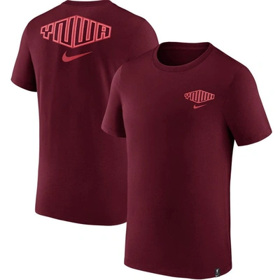 Nike Burgundy Liverpool Team Voice T-shirt In Red