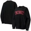 Pressbox Black Cincinnati Bearcats Comfy Cord Vintage Wash Basic Arch Pullover Sweatshirt In Black