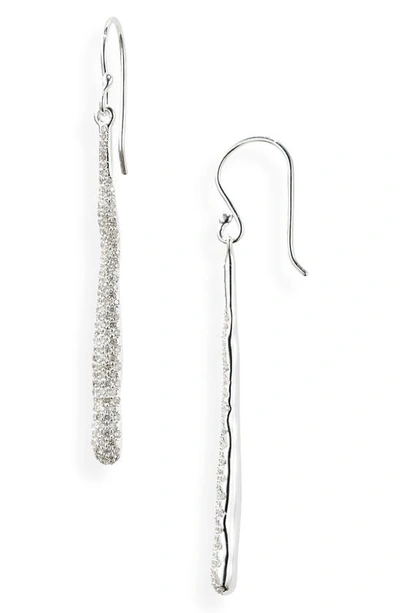 Ippolita Sterling Silver Stardust Diamond Pave Squiggle Stick Drop Earrings