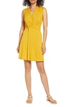 Loveappella Drape Twist Dress In Sunflower