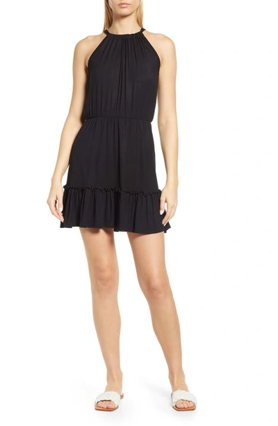 Loveappella Flounce Hem Halter Dress In Black