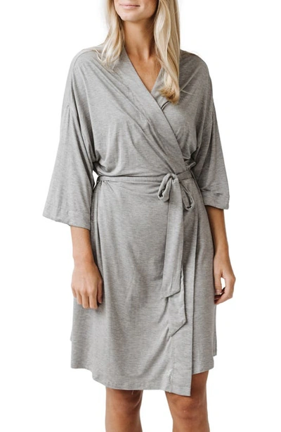 Cozy Earth Three-quarter Sleeve Dressing Gown In Grey