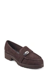 Easy Spirit Women's Wendy Block Heel Casual Slip-on Loafers Women's Shoes In Dark Brown Suede