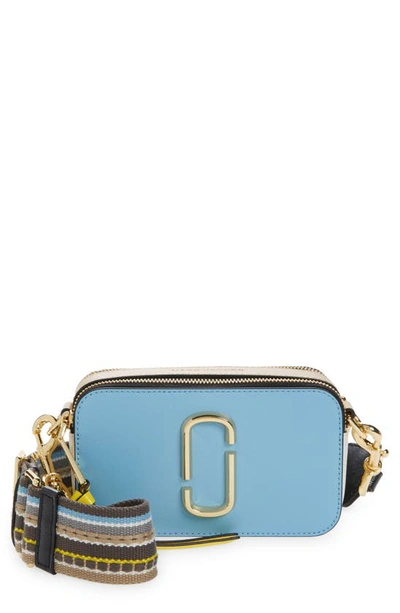 Marc Jacobs The Snapshot Leather Crossbody Bag In Air Blue Multi