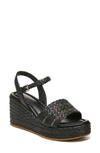 Franco Sarto Peachy Espadrille Wedge Sandals Women's Shoes In Black Raffia