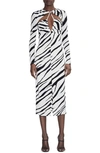 Et Ochs Eleanor Zebra-print Keyhole Midi Dress In Buttercream/ Black Luxe Zebra