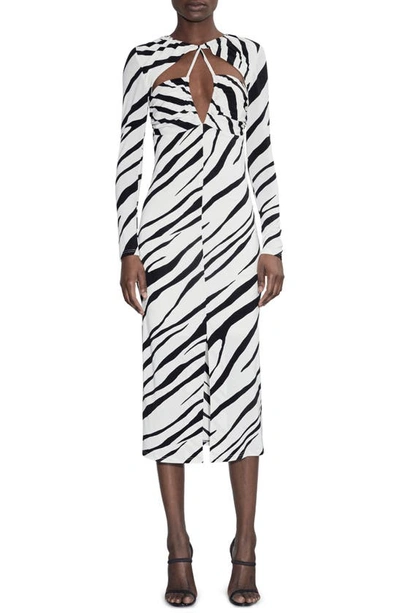 Et Ochs Eleanor Zebra-print Keyhole Midi Dress In Black