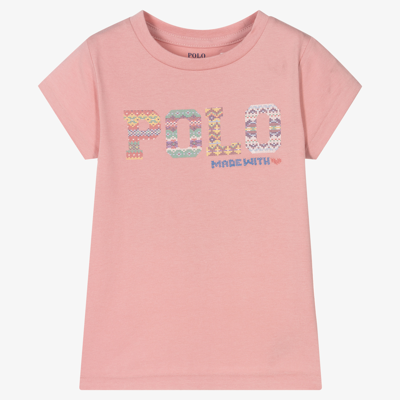 Polo Ralph Lauren Babies' Girls Pink Cotton Logo T-shirt