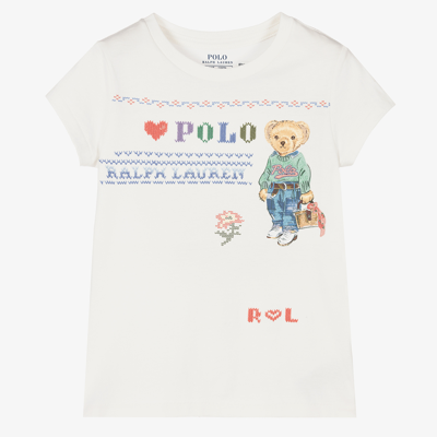 Polo Ralph Lauren Babies' Girls White Cotton Logo T-shirt