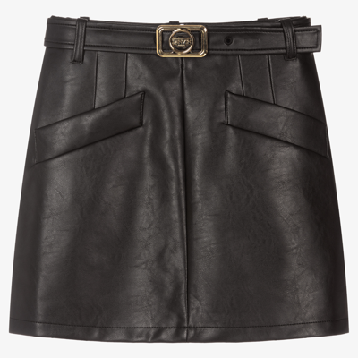 Lanvin Girls Teen Black Faux Leather Skirt