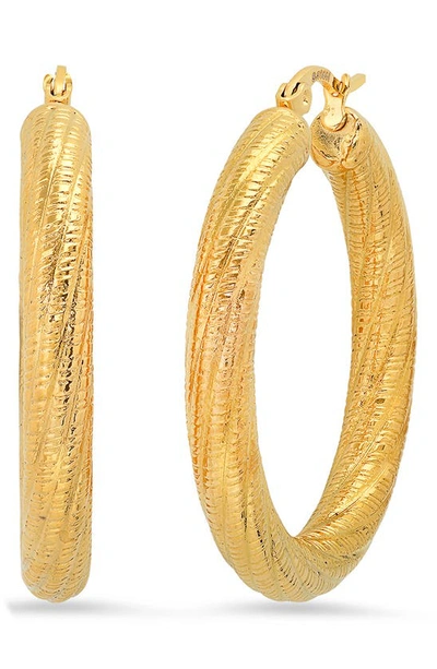 Hmy Jewelry 18k Yellow Gold Plated Stainless Steel Hoop Earrings