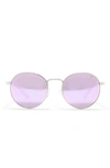 Hurley Small Enamel Accented Round Sunglasses In Lilac Mirror