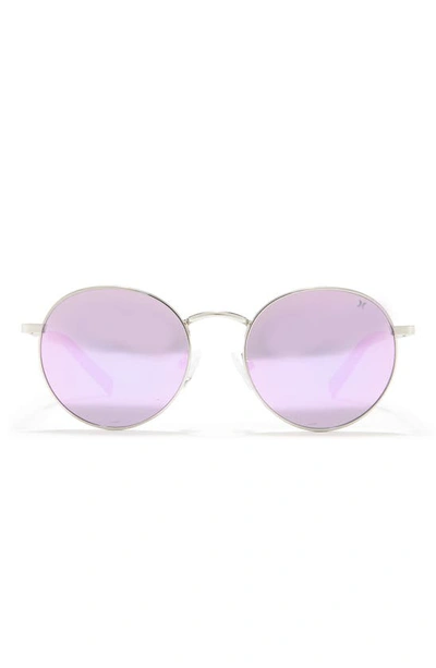 Hurley Small Enamel Accented Round Sunglasses In Lilac Mirror