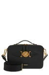 Versace First Line Biggie Medusa Coin Large Leather Crossbody Bag In Black/ Versace Gold
