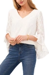 Vince Camuto Plus Size Eyelet Bell-sleeve Top In Ultra White
