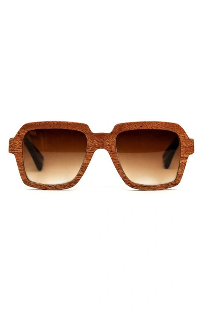 Bohten Manyara 50mm Gradient Polarized Square Sunglasses In Mahogany / Orange Gradient