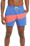 Fair Harbor The Bungalow Stripe Board Shorts In Pink Colorblock