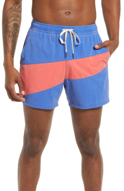 Fair Harbor The Bungalow Stripe Board Shorts In Pink Colourblock