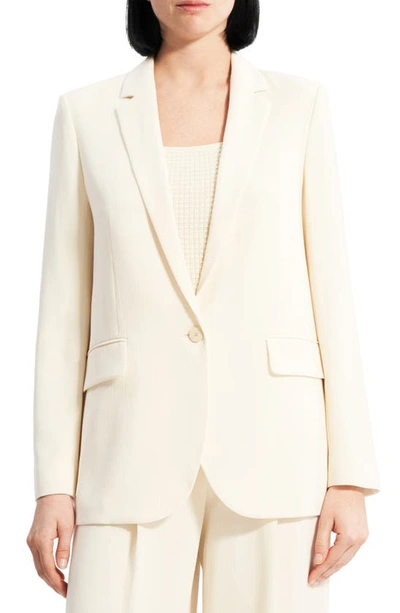 Theory Bracelet-sleeve Boyfriend Cutaway Blazer In White