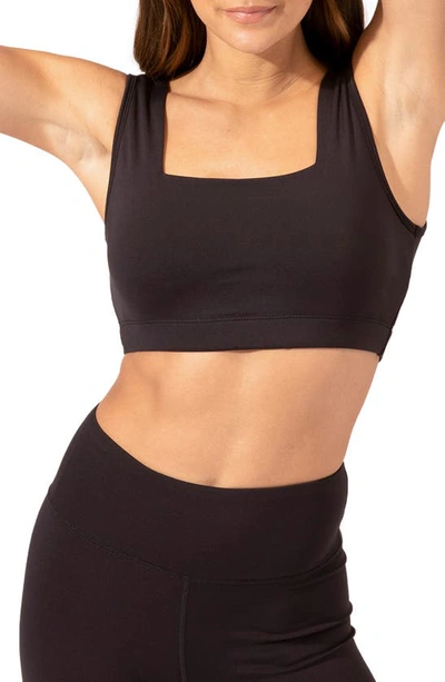 Threads 4 Thought Amorette Square Neck Sports Bra In Jet Black