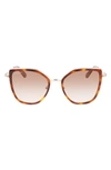 Ferragamo 54mm Gradient Cat Eye Sunglasses In Gold Tortoise