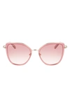 Ferragamo 54mm Gradient Cat Eye Sunglasses In Rose Gold / Bordeaux