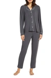 Eberjey Gisele Slim Jersey Knit Pajamas In Graphite/ Sorbet Pink